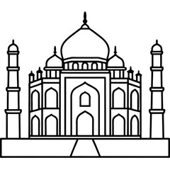 Taj Mahal line art vector