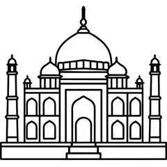 Taj Mahal line art vector