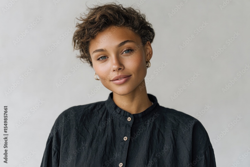 Poster capture portrait of person in minimalist setting with ample copy space