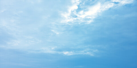 Abstract watercolor blue background. watercolor painting, blue sky overcast above the clouds in horizontal view, beautiful cloudscape for white natural canvas image 