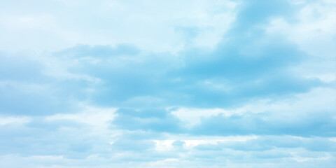 Abstract watercolor blue background. watercolor painting, blue sky overcast above the clouds in horizontal view, beautiful cloudscape for white natural canvas image 