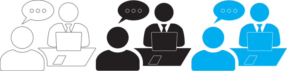 icon set Business person interviewing for a job