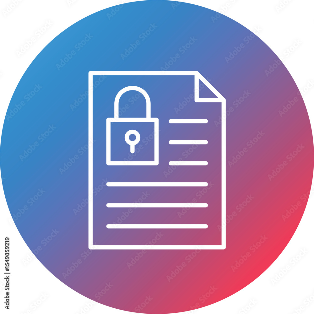 Poster document locked line gradient circle background icon