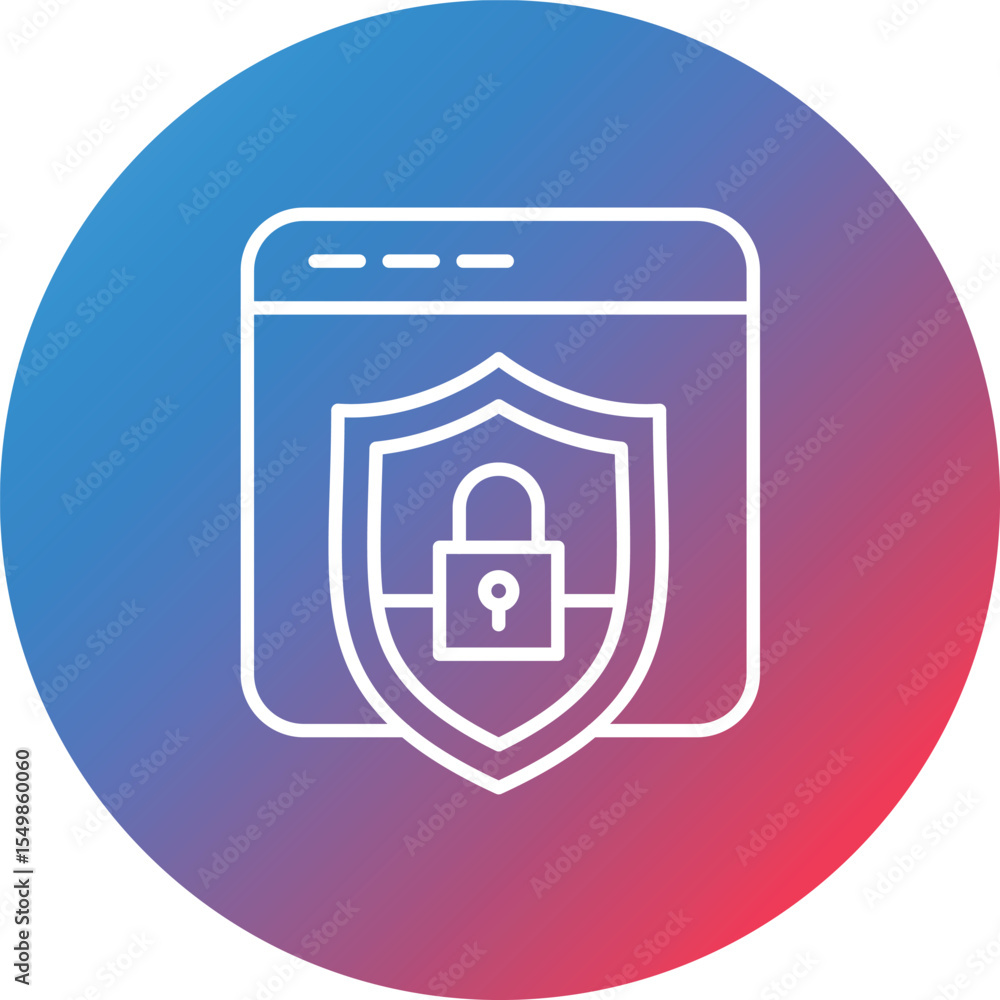 Poster website security line gradient circle background icon
