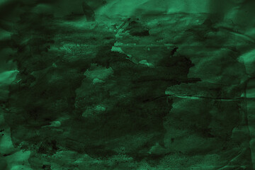 Black dark emerald green abstract watercolor water. Grunge daub blot splash splatter.