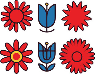 Obraz premium Blooming flower vector illustrations and seamless floral pattern designs