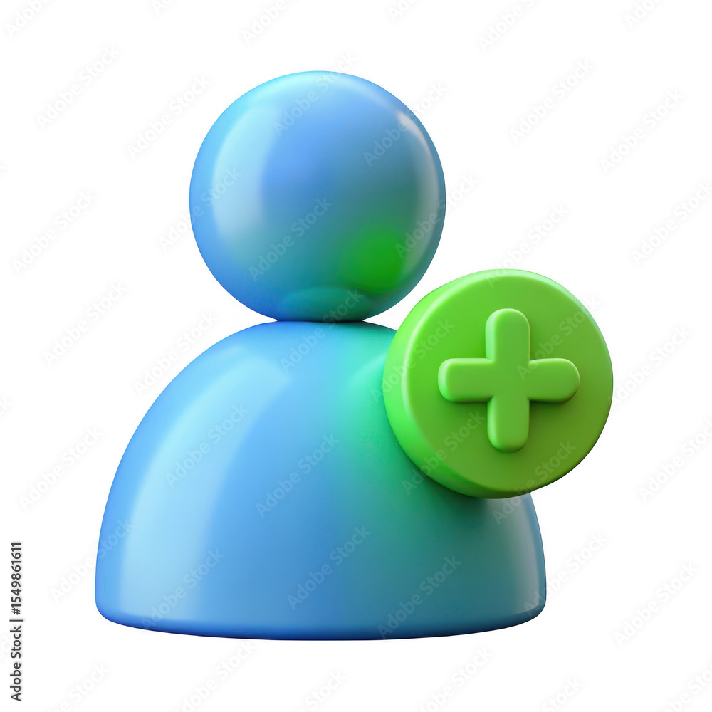 Poster 3d add user icon realistic 3d render isolated on transparent background