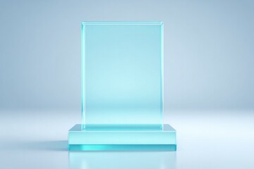illustration of transparent glass podium minimalistic and elegant with broad area of neutral copy space