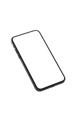 Angled Black Smartphone Product Mockup with Blank Screen Isolated on White Background