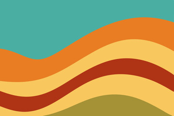 Abstract Wavy Lines Retro 70s Color Palette Design