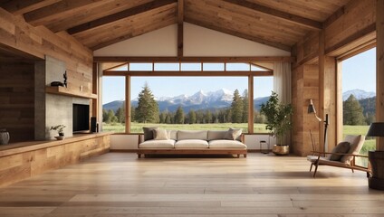 Rustic Beams Warm Modern Home Interior