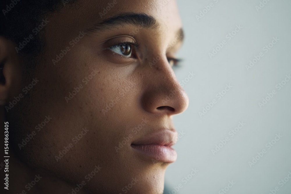 Poster minimalistic portrait of individual from any race age or gender captured in studio setting with ampl