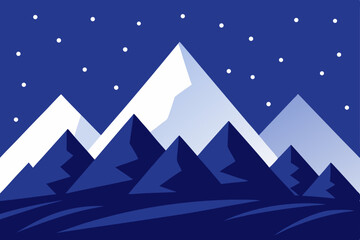 Obraz premium Majestic Mountain Peaks under a Starry Night Sky A Serene Landscape Illustration