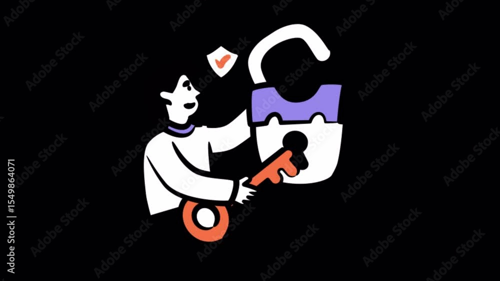 Poster padlock animations on transparent background