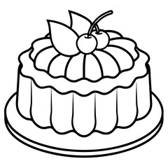 Chiffon Cake line art vector