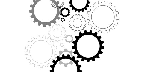 Setting gears icon. Cogwheel group. Gear design collection on white background. Gear mechanism settings tools template banner. progress, construction concept, or UI element. Vector illustration.	