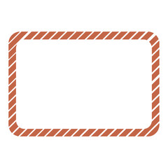 A rectangular frame with rounded corners and a striped border on a light beige background color tone