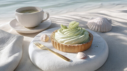 Beachside Tart: Indulge in a delicate dessert with ocean views, a sweet escape by the tranquil sea.