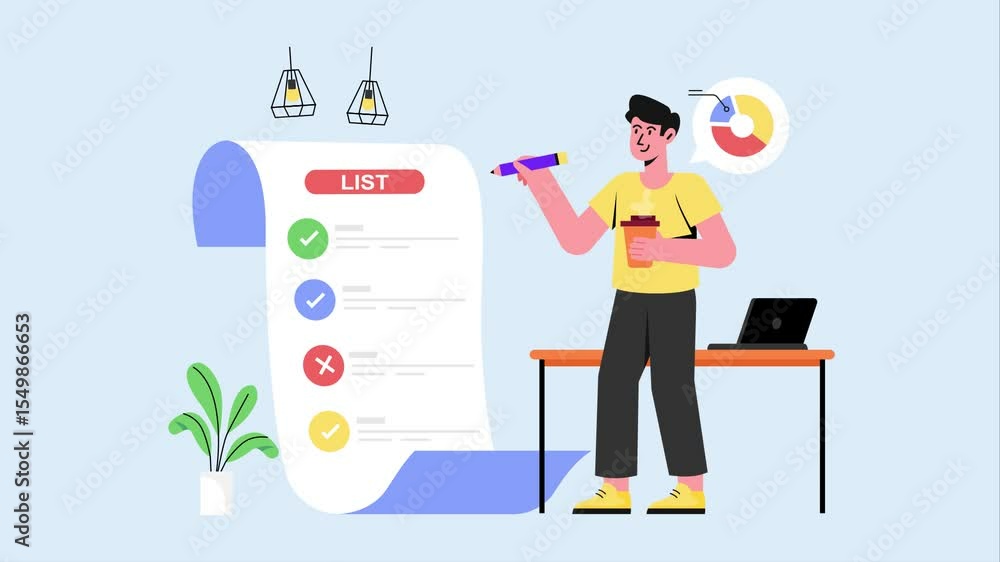 Poster checking survey list mp4 video animated