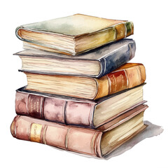 watercolor vector of Books Wisdom, isolated on a white background.