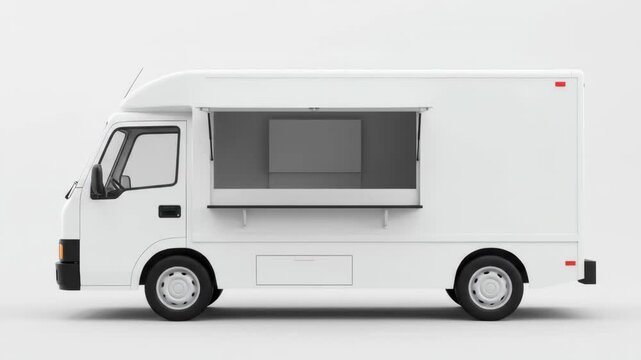 White food truck isolated on light gray background