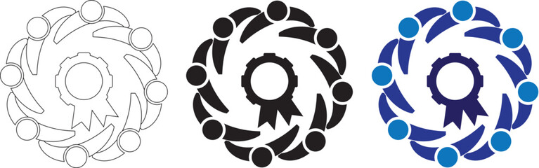 Unified Synergy White Paper Effect Teamwork Vector Illustration Icon logo, ideal visual representation for team building, project management, leadership, and workplace dynamics.