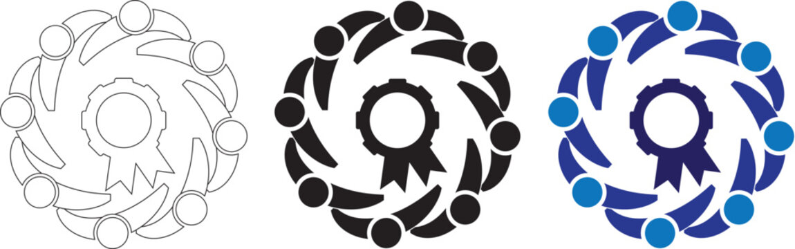 Unified Synergy White Paper Effect Teamwork Vector Illustration Icon logo, ideal visual representation for team building, project management, leadership, and workplace dynamics.