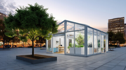 Agricultural robot and autonomous car working in smart farm, future 5G technology with smart farming concept. Modernization and implementation of new technologies in agricultural direction.