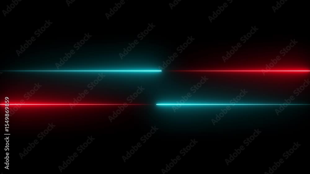 Poster double color strait neon line animation,abstract colorful neon lights animated on a black background