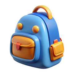 Cartoonish blue and orange backpack 3d render
