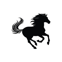 A vector silhouette of a horse.