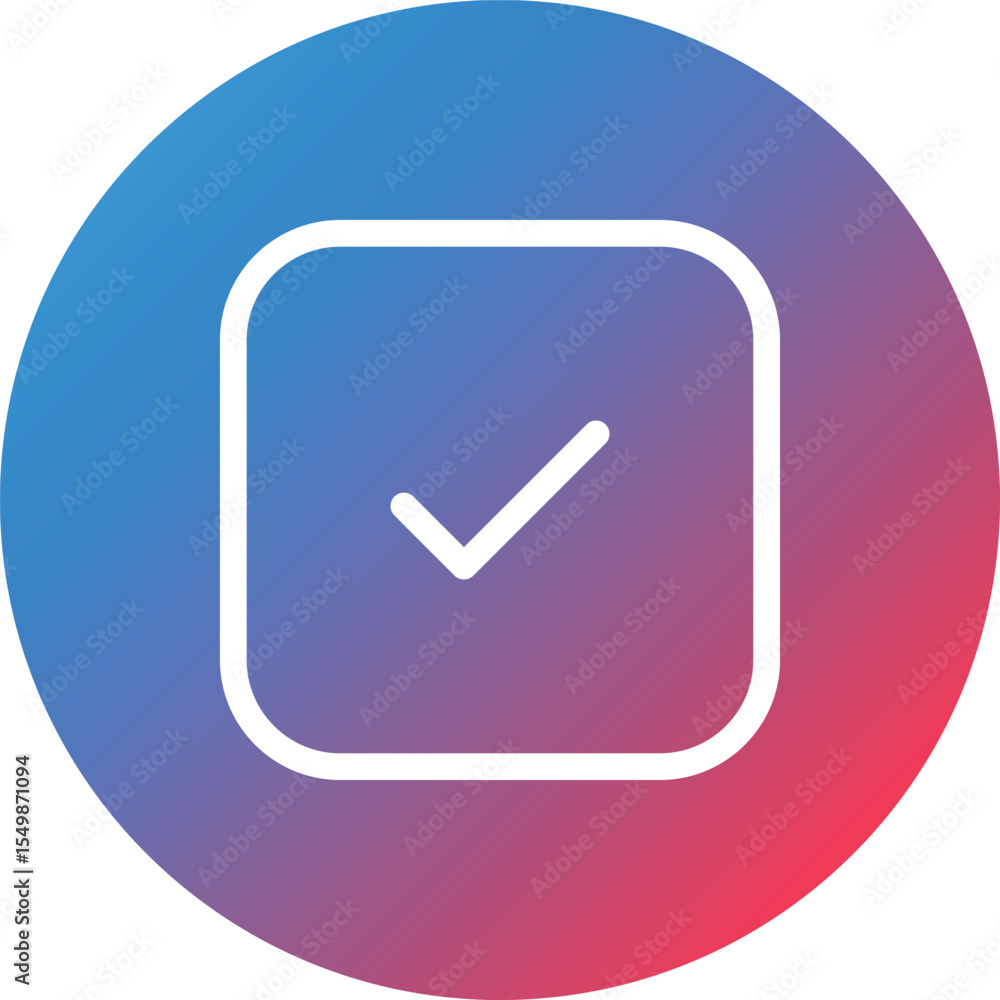 Aufkleber tick square line gradient circle background icon
