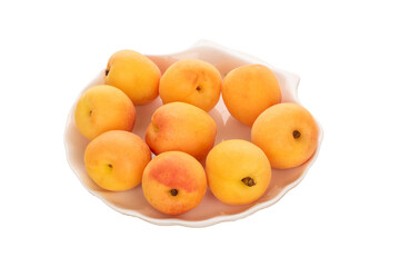 Sweet organic apricots isolated on white background, close-up.