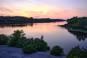 Obraz premium beautiful view on Dnipro river in Kyiv Ukraine