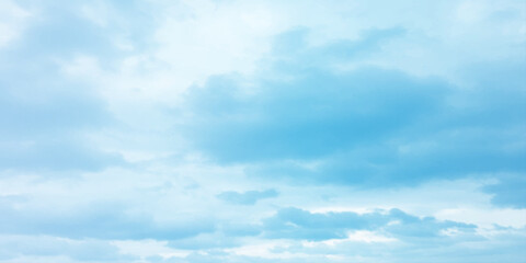 Fototapeta premium Abstract watercolor blue background. watercolor painting, blue sky overcast above the clouds in horizontal view, beautiful cloudscape for white natural canvas image 