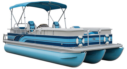 Isolated Blue Pontoon Boat