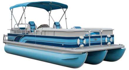 Isolated Blue Pontoon Boat