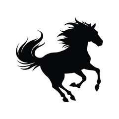 A vector silhouette of a horse.