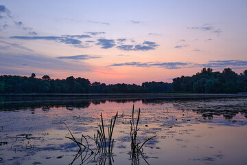 beautiful view on Dnipro river in Kyiv Ukraine