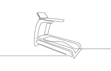 This is a one line drawing of a young energetic running and walking on a treadmill, Gym fitness center in a modern illustration, Continuous one line Exercise Treadmill