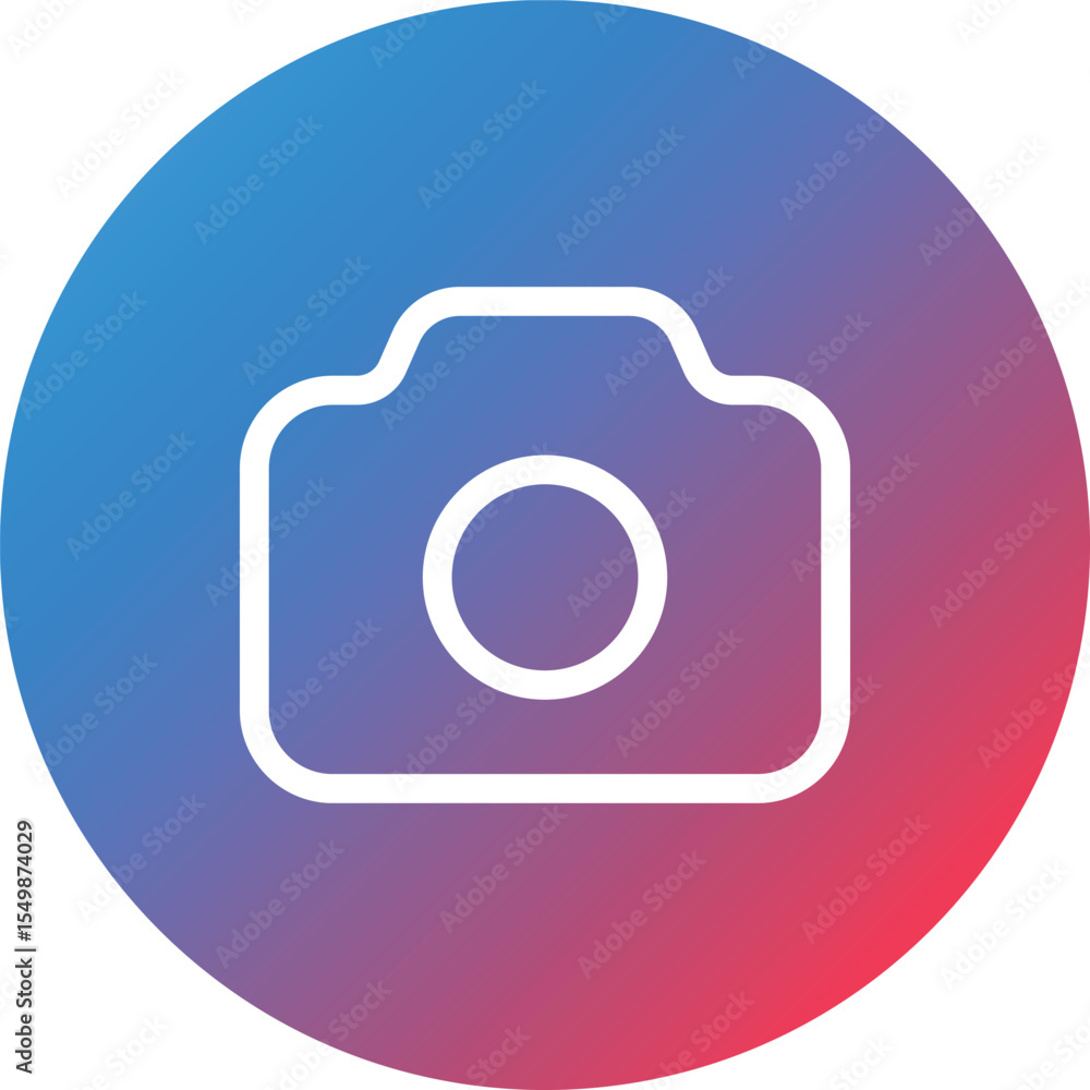 Poster camera line gradient circle background icon