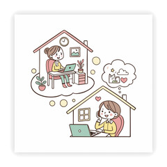 Remote Work and Freelancing Doodle Icons