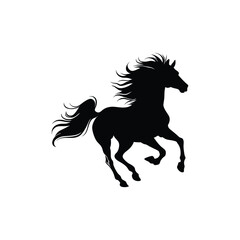 A vector silhouette of a horse.