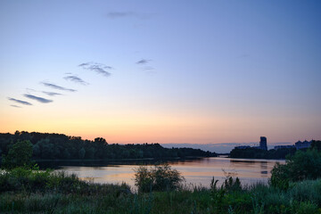 Naklejka premium beautiful view on Dnipro river in Kyiv Ukraine