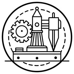 CNC Machine line art vector