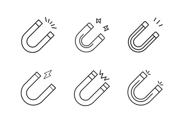 magnet icon line art vector illustration