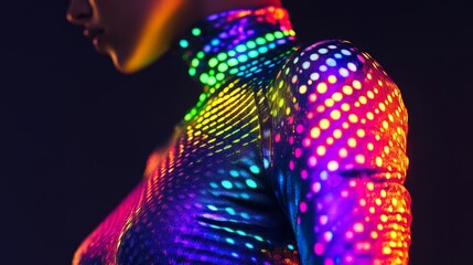 Vibrant Neon Rainbow Holographic Clothing Texture