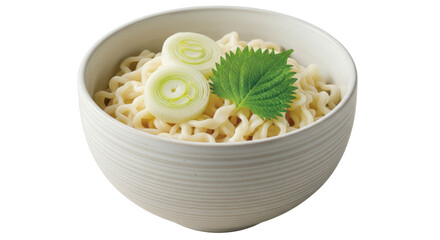 Isolated Bowl of Noodles with Greens