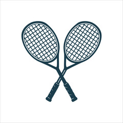 Crossed rackets - Minimalist Crossed Tennis Rackets Icon Illustration