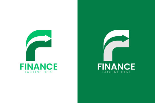 Financial logo with initial F and geometric arrow shape. Suitable for business, marketing, etc.
